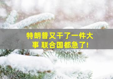 特朗普又干了一件大事 联合国都急了!